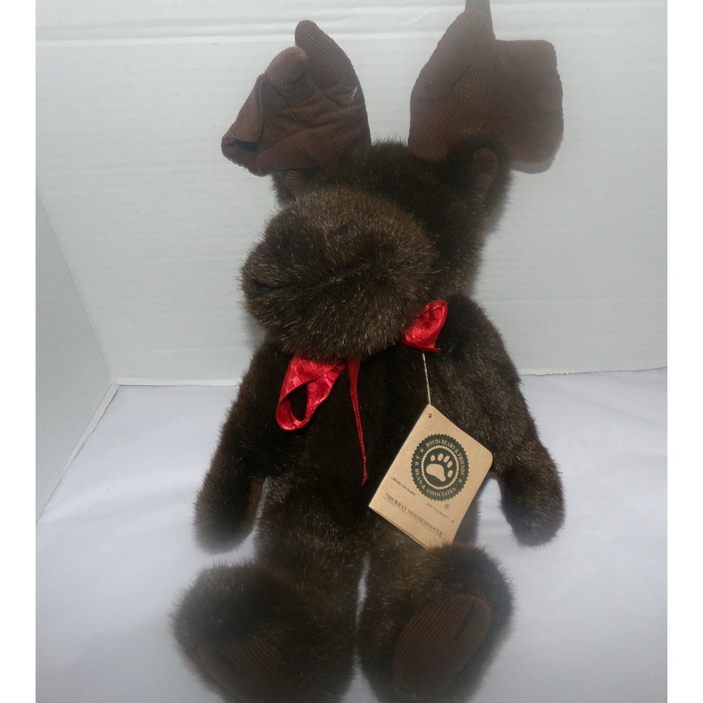 Boyds Bears Murray Moosehoofer Plush Brown Moose Corduroy Antlers Red Ribbon New